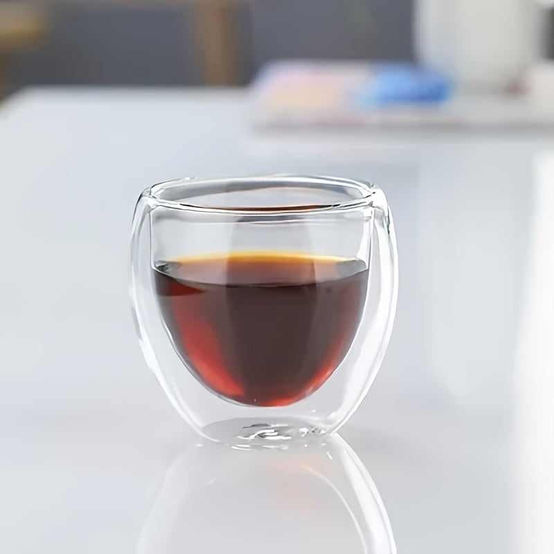Taza de vidrio de doble pared de 150ml para café y té resistente al calor