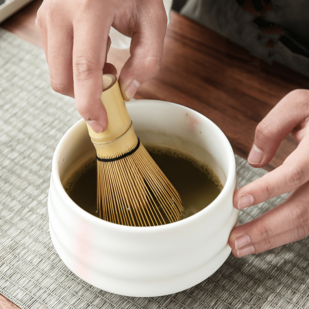 Matcha Tea Set with 4 Brushes, Bamboo Whisk, Caddy, Bowl for Traditional Brewing