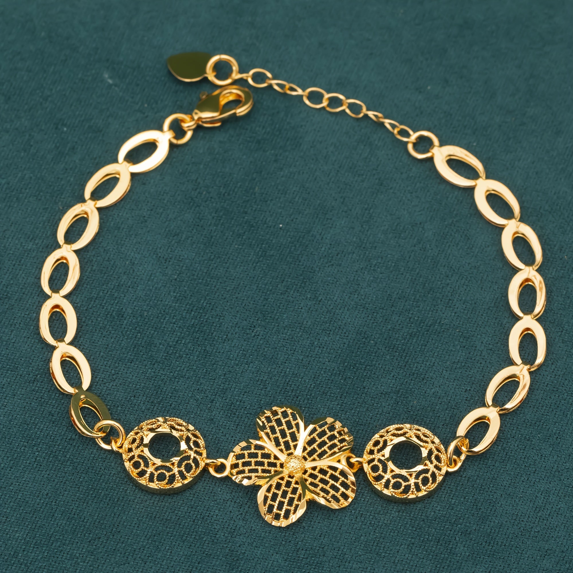 Copper Flower Design Jewelry Set with Synthetic Stones for Weddings and Parties