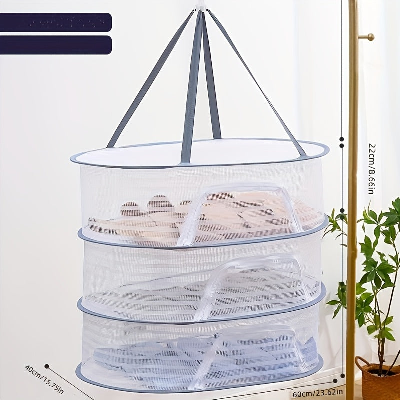 Estante plegable de malla con cremallera para deshidratación de alimentos, de 1 a 3 niveles para frutas, verduras y hierbas