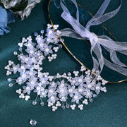 Bohemian Wide Belt with Faux Pearl Beads and Crystals for Bridesmaid and Holiday Dress