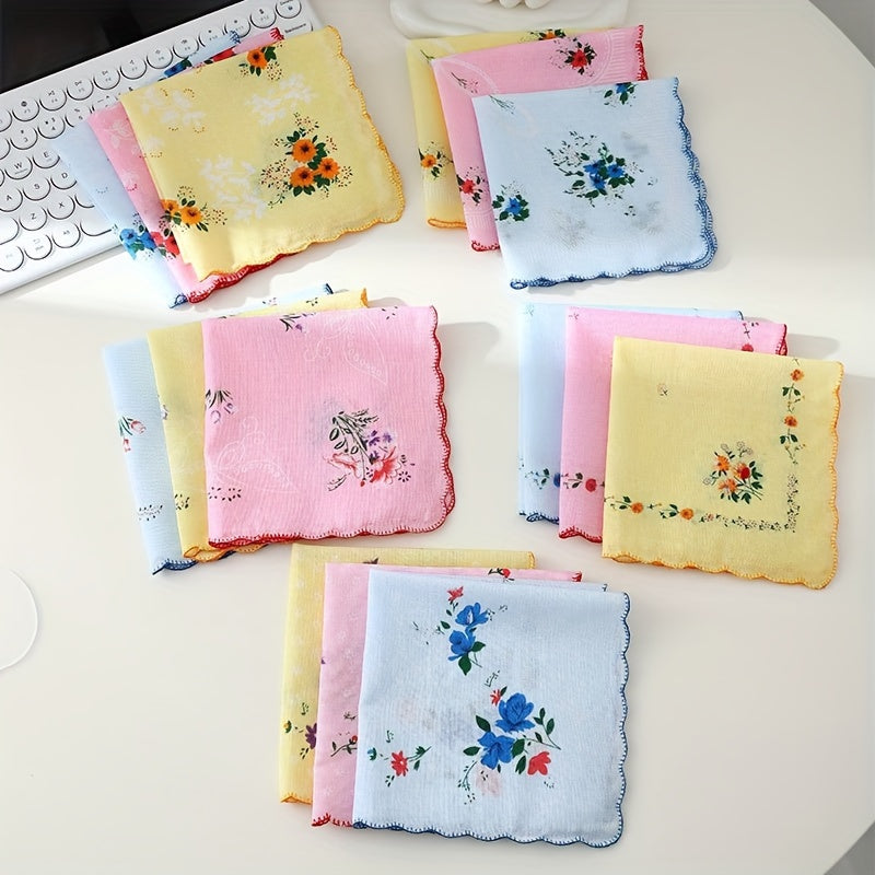 Women's Cotton Handkerchiefs 12 Pack Floral Print Lightweight for Wedding Outdoor Use