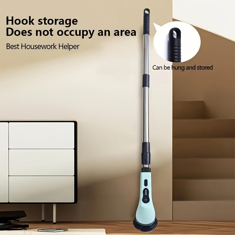 Electric Cleaning Brush Set with 8 Replaceable Heads Cordless Rechargeable for Floors Bathroom Tiles