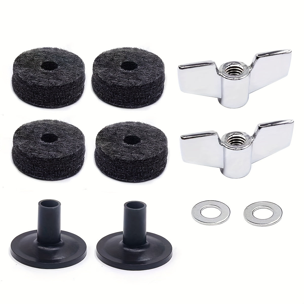 Set of 10 Cymbal Protection Felt Sponge Pads for Drum Accessories Black