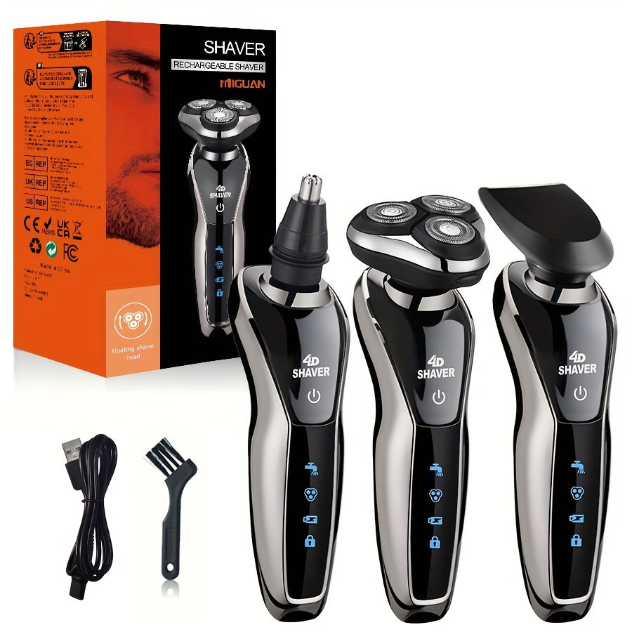 Men's 3-in-1 Electric Shaver with Nose Hair Trimmer and 3D Floating Blade