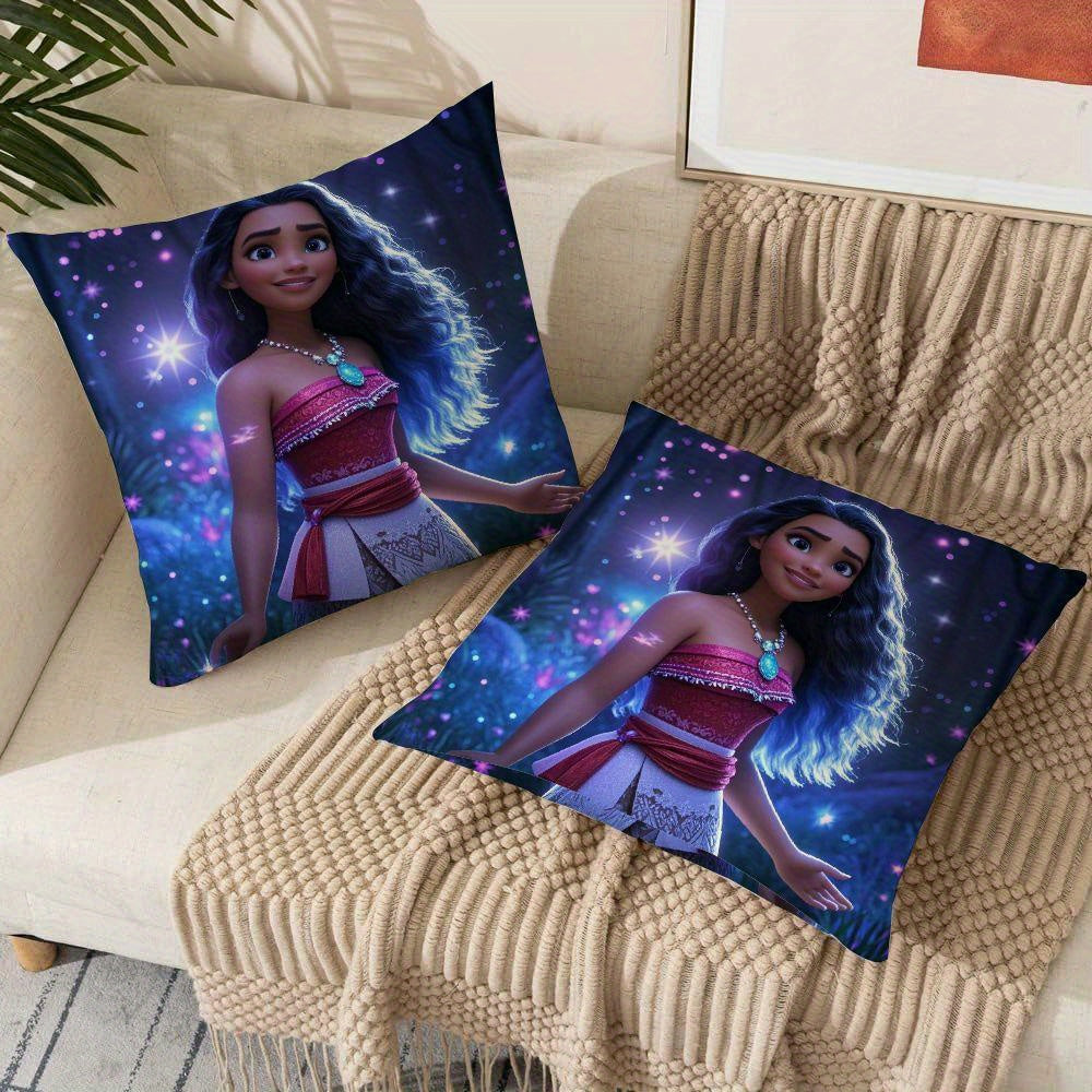 Decorative Pillow Covers Square Set of 2 Moana Inspired Polyester for Sofa Living Room