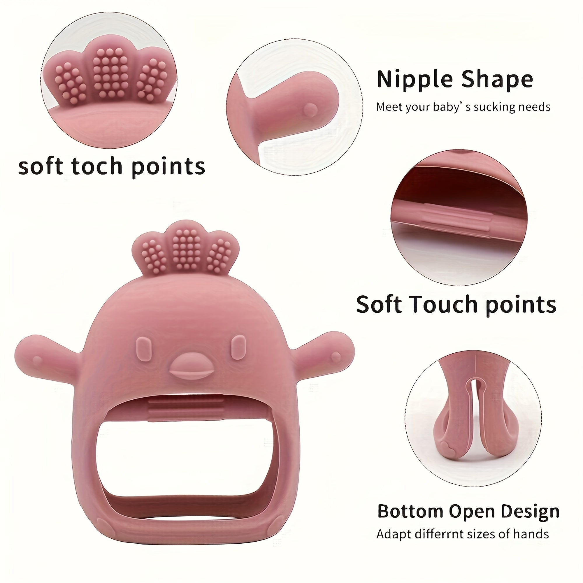 Baby Silicone Teether for Babies with Animal Designs Rabbit and Chick BPA Free Soft Texture