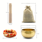 Golden Copper Tibetan Singing Bowl Set for Meditation Yoga Reiki Travel