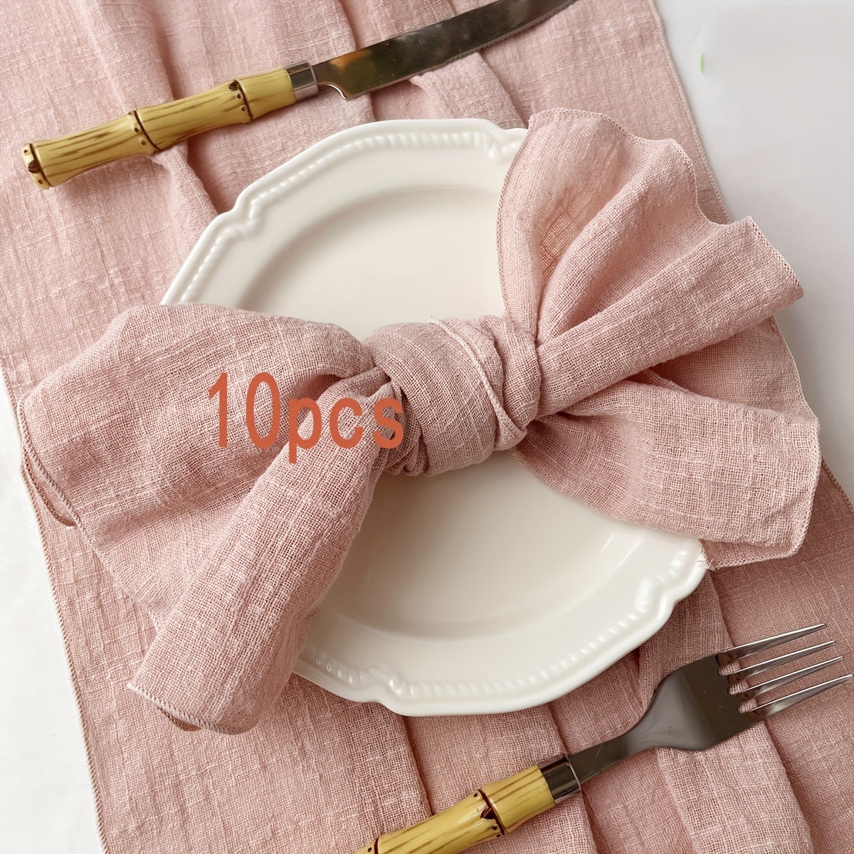 Set of 10 Solid Color Woven Rectangular Table Napkins 40x40cm for Weddings and Dining