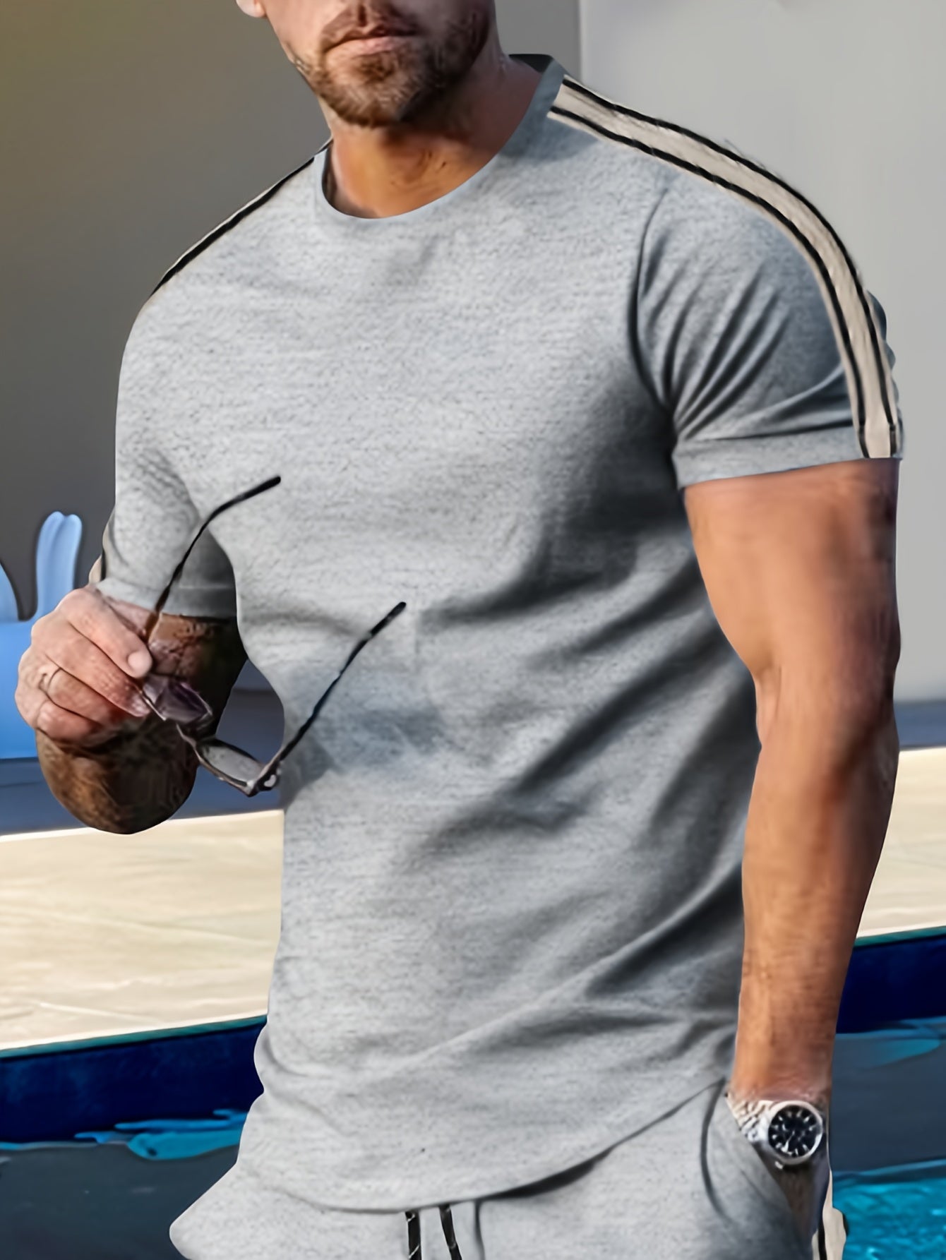 Men's Breathable Quick-Dry Summer T-Shirt Crew Neck Solid Polyester Casual Outdoor