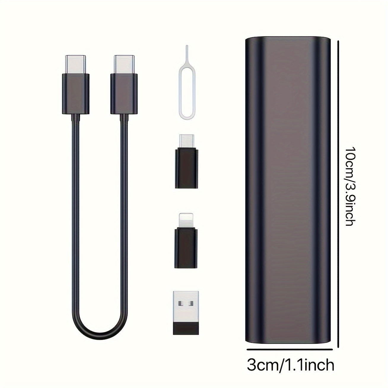 Portable Storage Case with 6-in-1 USB Type C LTG Adapter for Charging and Data Transfer