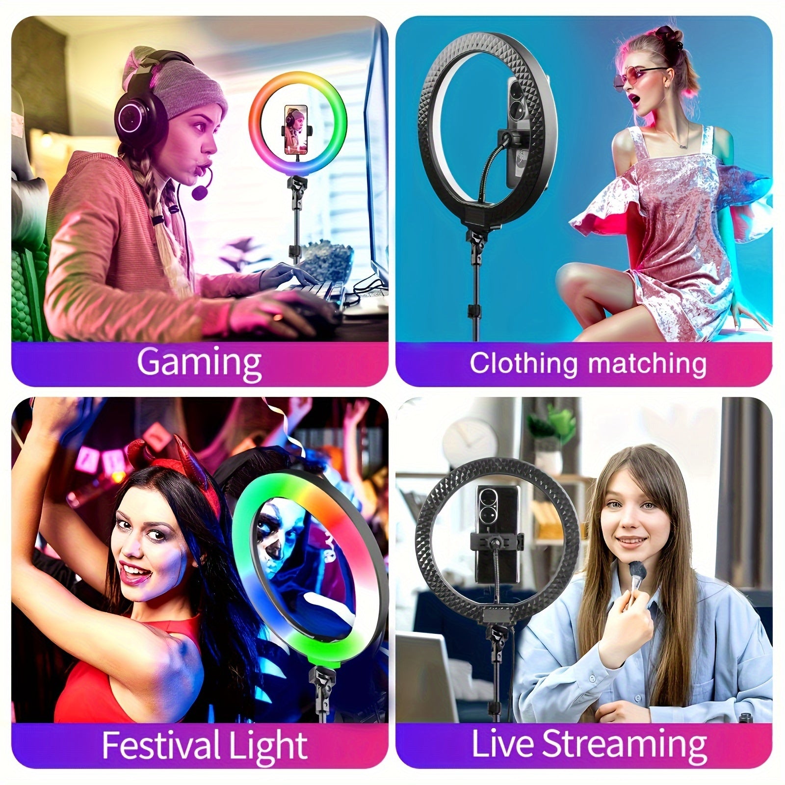 25.4cm Dimmable Ring Light with Stand and Phone Holder for Photography and Video