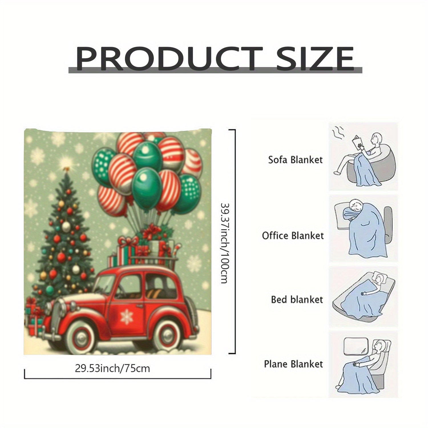 Christmas Flannel Blanket Reversible Plush Thick Soft Rustic Digital Print All Seasons