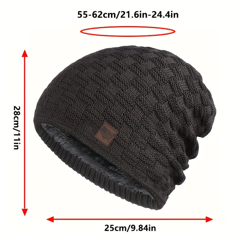 Erkaklar uchun tikilgan beanie shlyapa, issiq qishki boshqop, ochiq havoda sport uchun, chang'ichilik