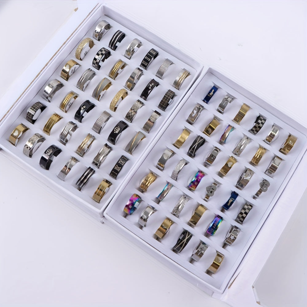 20 Pairs Stainless Steel Heart Cutout Rings for Couples Weddings Parties