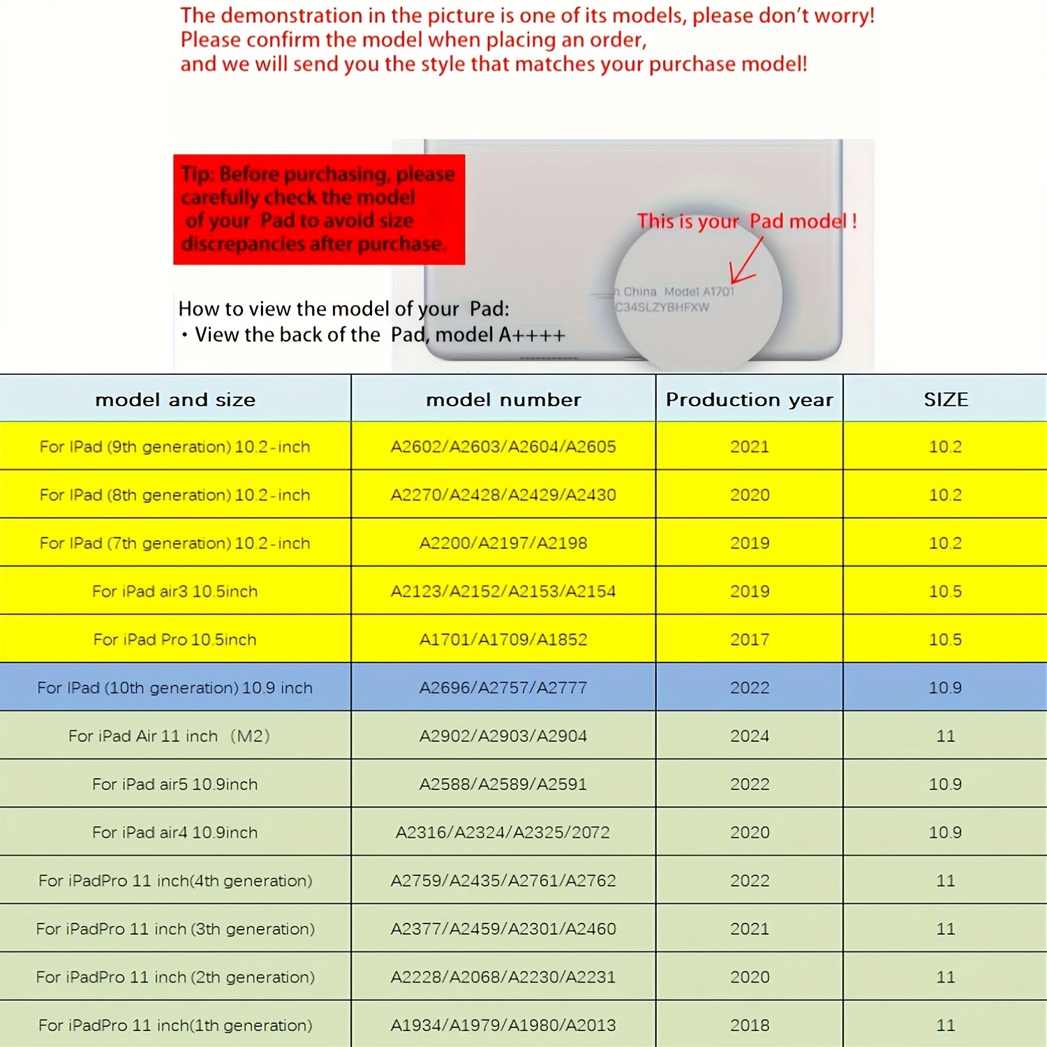 Кейс для клавиатуры с держателем для карандаша, съемная беспроводная клавиатура и 7 цветных подсветок, совместимый с iPad 11, 10.9, 10.5, 25.91 см, iPad 9-го/8-го/7-го поколения, iPad 10-го поколения 27.69 см, iPad