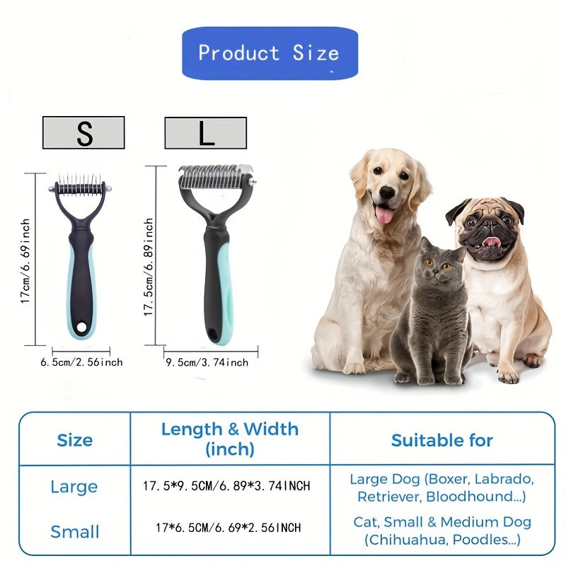 Dual-Sided Dog Grooming Brush Stainless Steel Knots Undercoat Remover