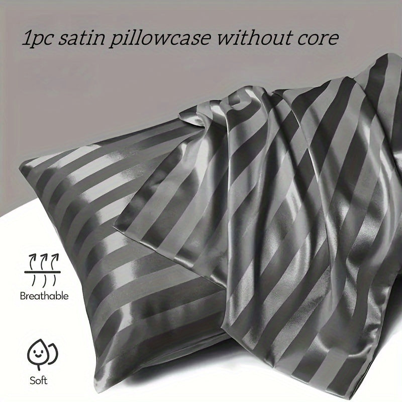 Striped Satin Pillowcase with Envelope Closure, Easy to Clean, Bedroom Decor