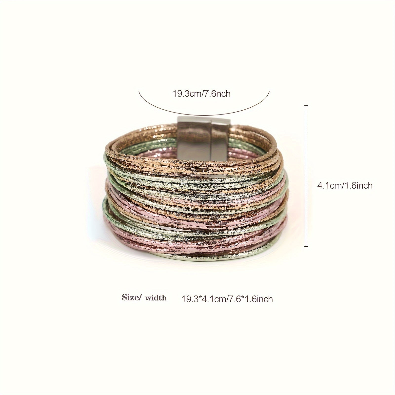 Multilayer Wrap Bracelet with Metallic Glitter Leather Magnetic Clasp for Men Women