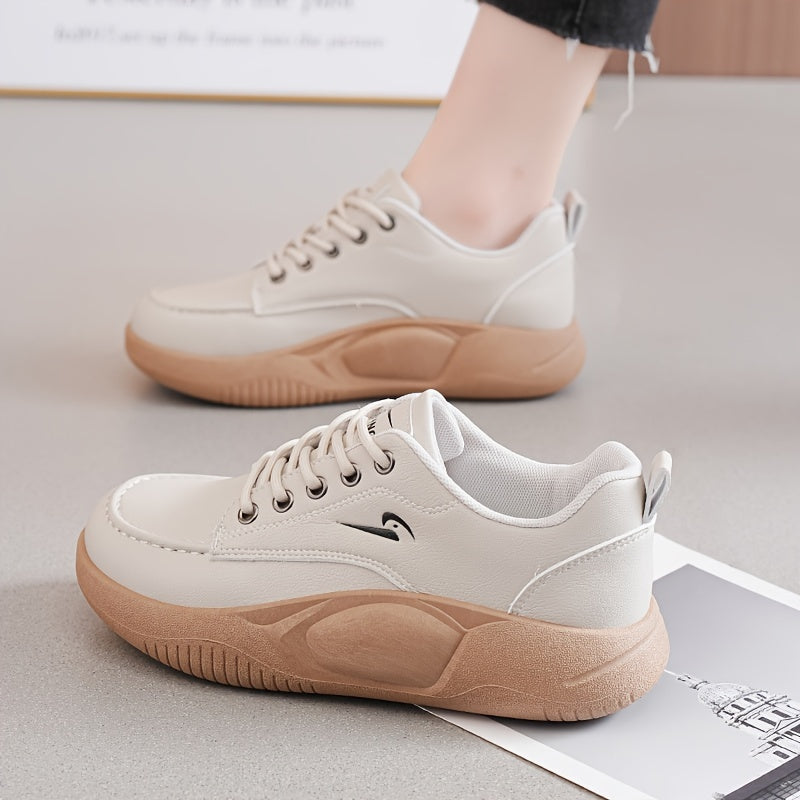 Women's Casual Sneakers Low Top Lace-Up Solid Color Fabric Lined PU Sole