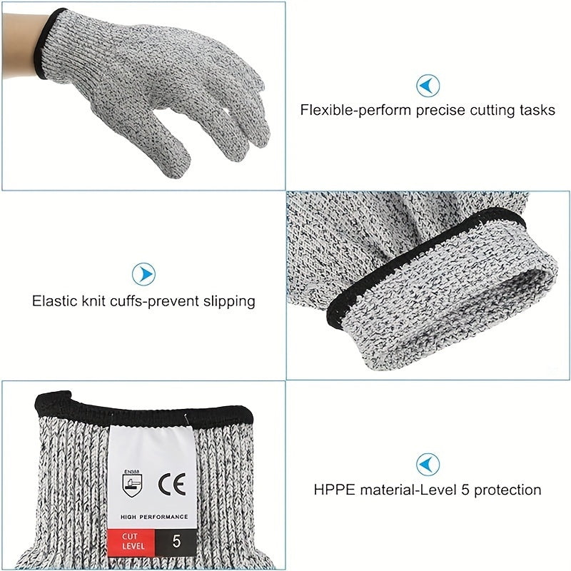 Unisex HPPE Cut-Resistant Gloves for Kitchen, Woodworking, Gardening