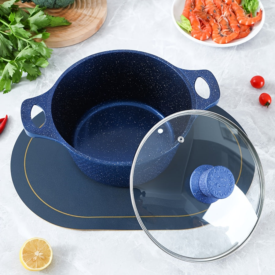 Ko'mirli plita uchun yopishmaydigan qoplamali ko'k alyuminiy idishlar to'plami, qozonlar va panellar