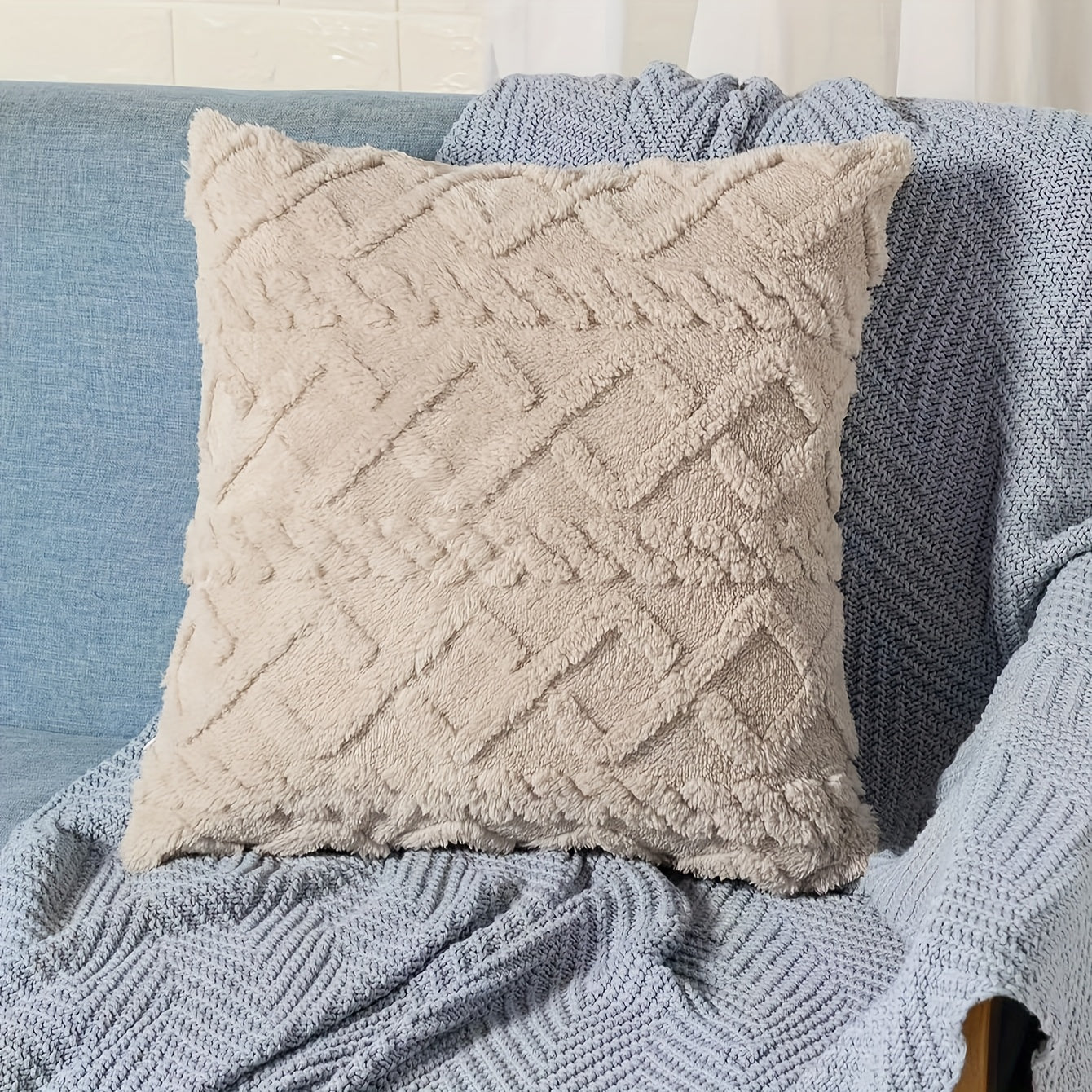 Velvet Diamond Grid Camel Pillowcase 1 Piece