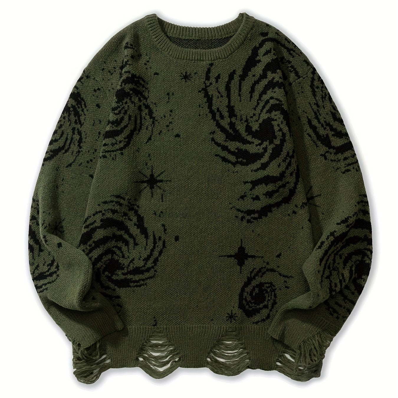 Men's Knit Sweater with Starry Graphic Print Plus Size Casual Pullover
