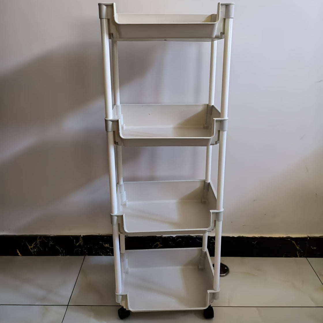 White Plastic 3-Tier Rolling Storage Cart for Living Rooms Salons and Spas