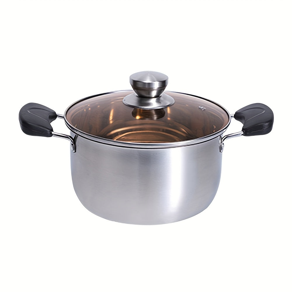 Stainless Steel Soup Pot with Lid Dual Handles Induction Safe Dishwasher Safe