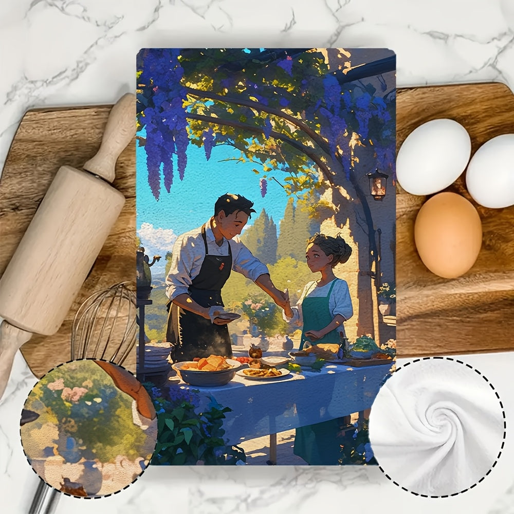 Set of 2 Ultra Soft Kitchen Towels 16x24 Inches Highly Absorbent Dish Hand Towels