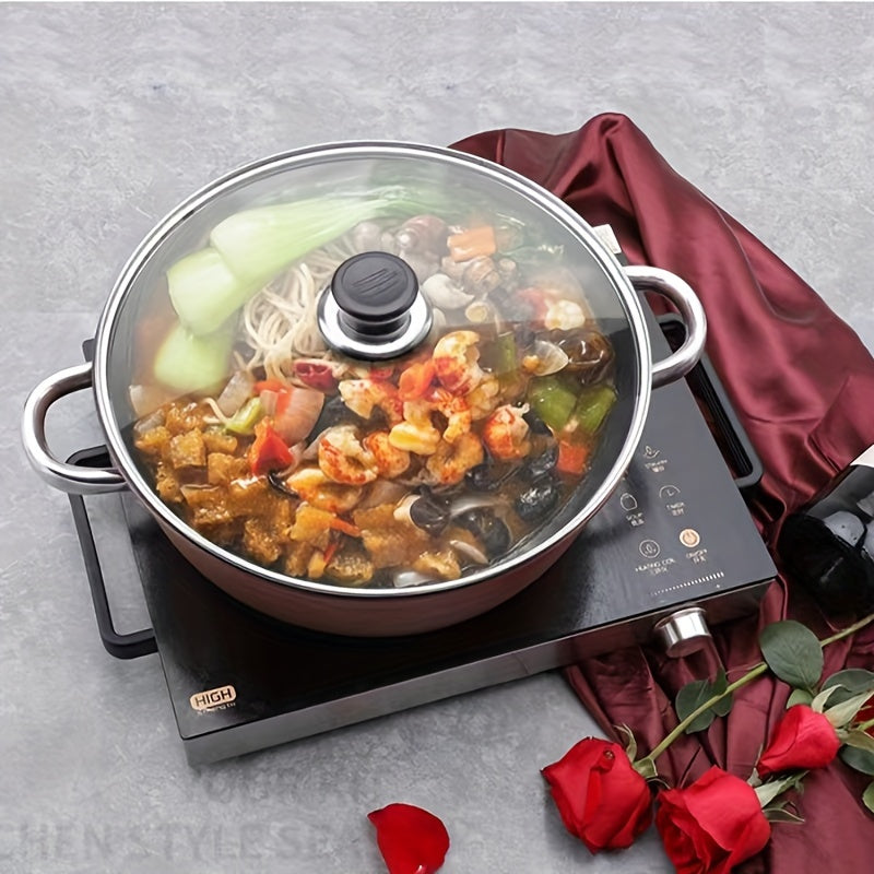 Qalayli qozon 24cm, qopqog' bilan, issiq qozon pishirish va mehmon qilish uchun