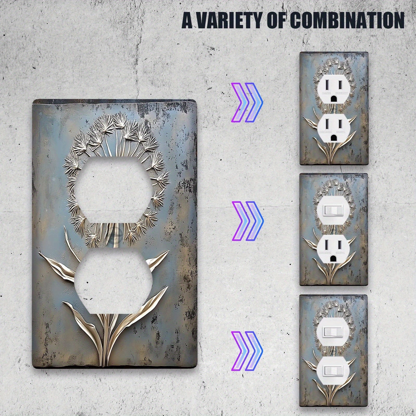 White Dandelion Light Switch Cover Decorative for Bathroom Bedroom Easy to Install