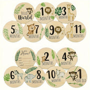 Seven Pieces Wooden Monthly Milestone Cards for Baby Photography and Birth Announcements