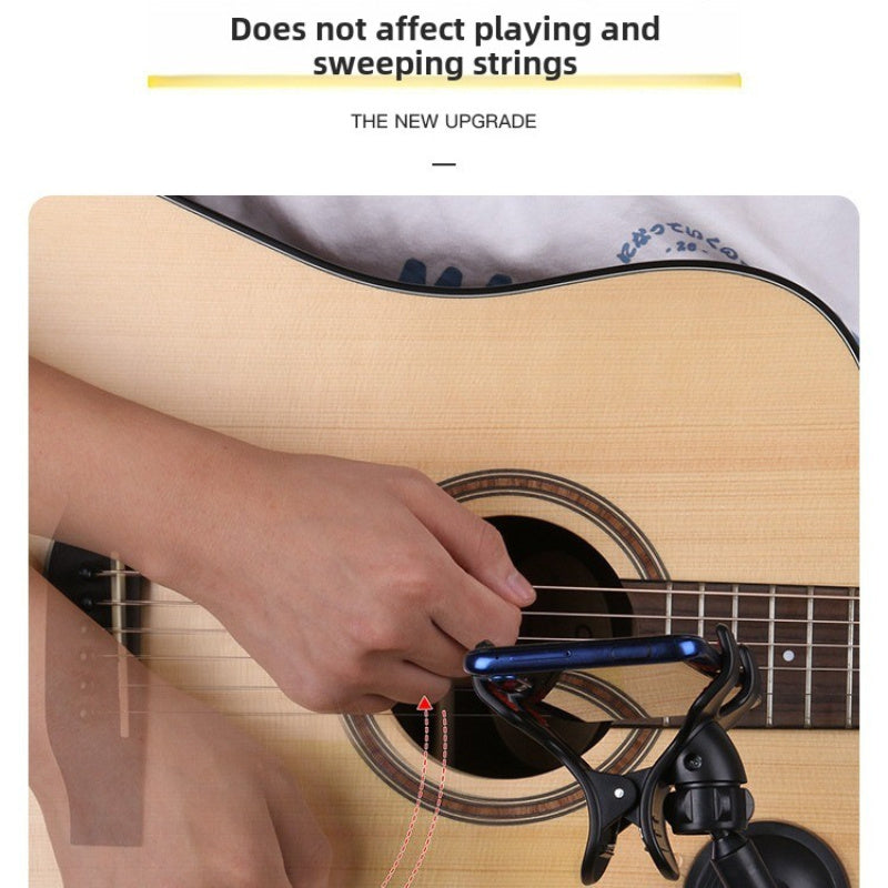 Adjustable Black ABS Guitar Phone Stand for Live Streaming Learning Hands-Free Play