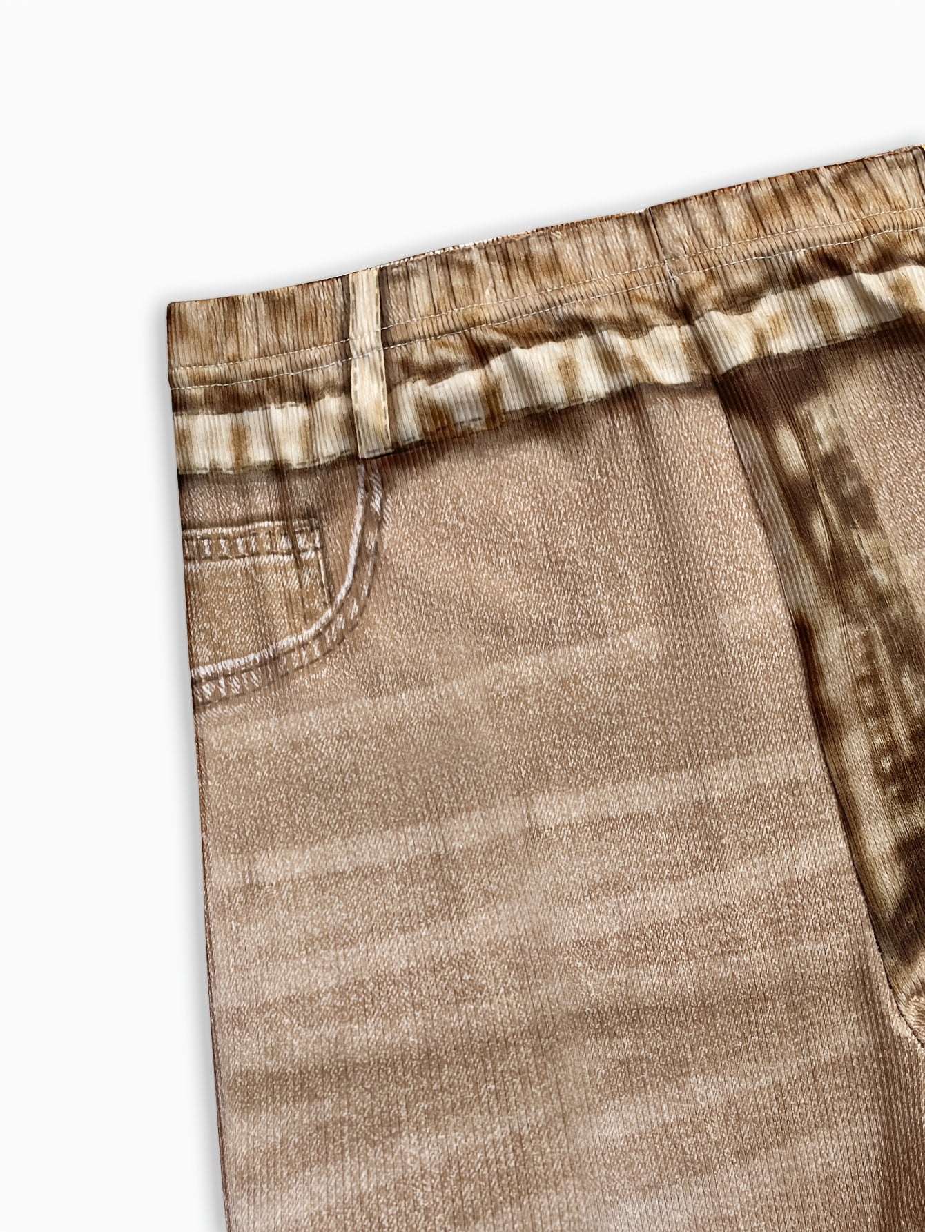 Plus Size Imitation Denim Printed Gradient High Elastic Casual Pants