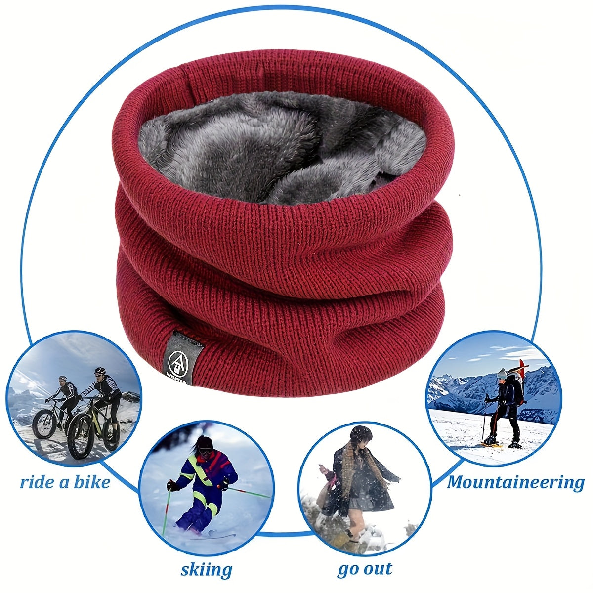 Men's Warm Velour Scarf and Face Shield Cold-Proof Neck Gaiter Winter Accessory