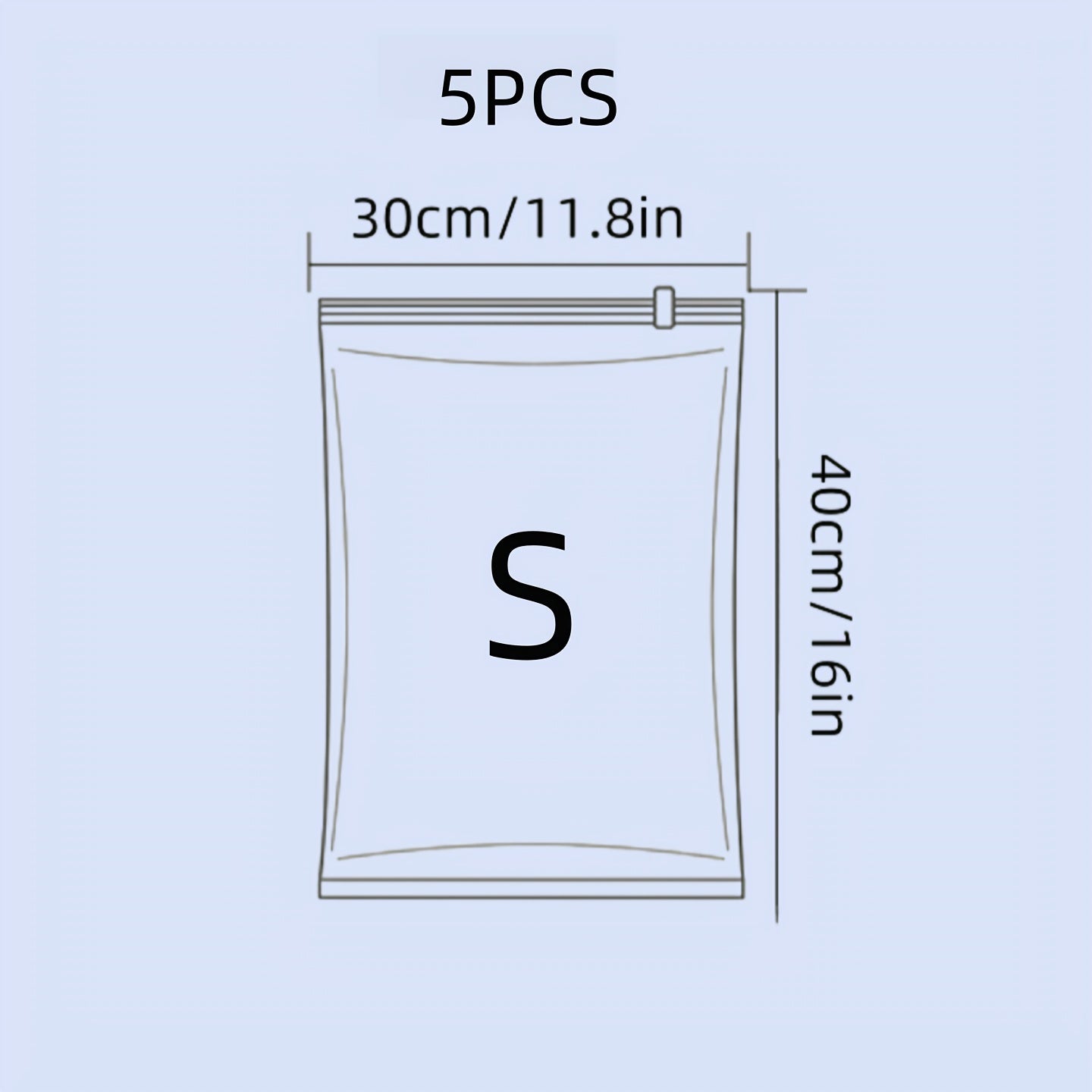 Set of 5 Vacuum Storage Bags Space-Saving Zippered for Clothing and Travel
