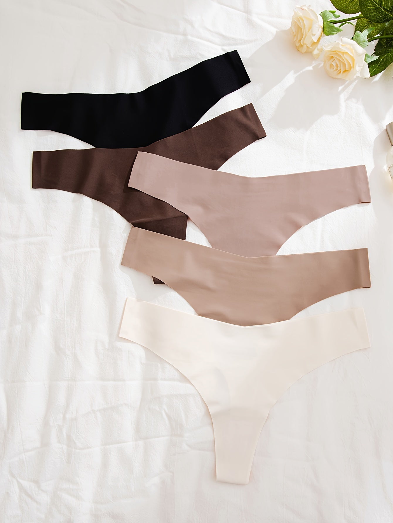 Pack de 5 tangas femeninas sin costuras, transpirables y cómodas