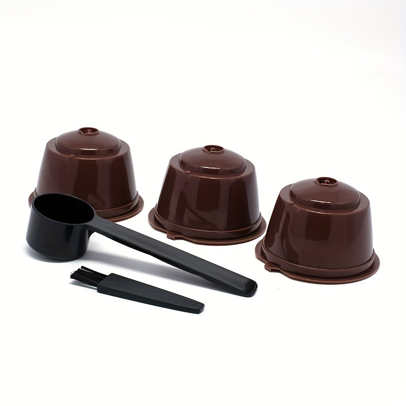 3pcs Reusable Coffee Filter Cups for Dolce Gusto Capsules with Brush and Spoon
