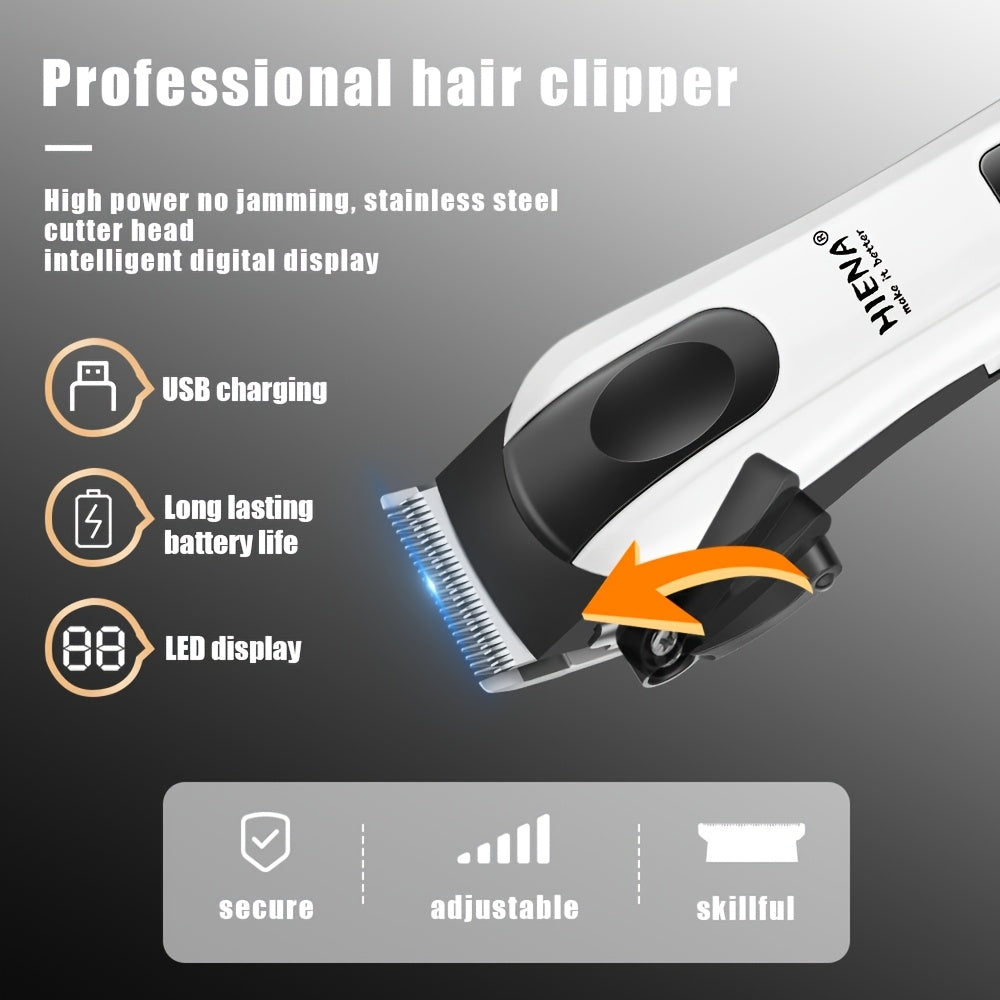 Set de cortapelos eléctrico con diseño inalámbrico recargable por USB, pantalla LCD y bolsa de almacenamiento