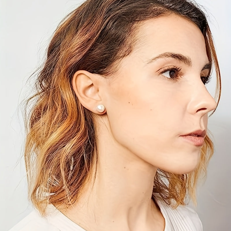 Women's Pearl Stud Earrings with S925 Silver and Baroque Design