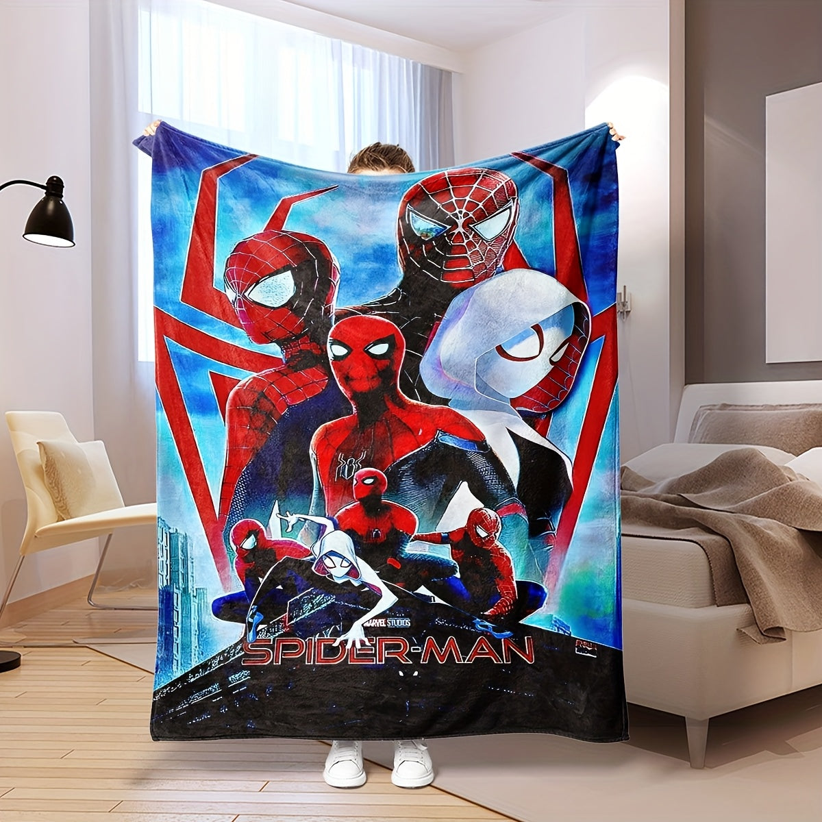 Spider-Man Themed Decorative Blankets for Bed Couch Travel Polyester Knitted