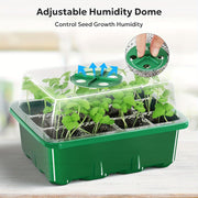 Seed Starter Trays with Elevated Lids 60-Cell Green Adjustable Humidity Vent