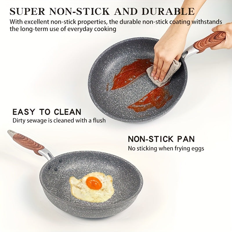 Japanese Cookware Set 4 Pieces Non-Stick Aluminum Skillets with Glass Lids