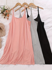 Набор женских ночных рубашек больших размеров, хлопковый однотонный трио