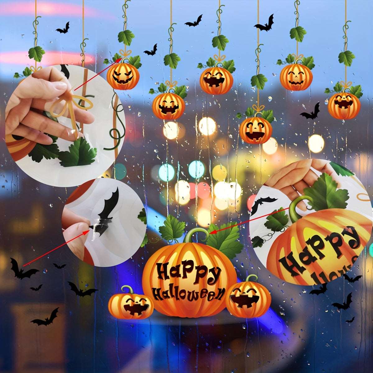 Halloween Pumpkin Static Window Stickers Double-Sided Festive Decor