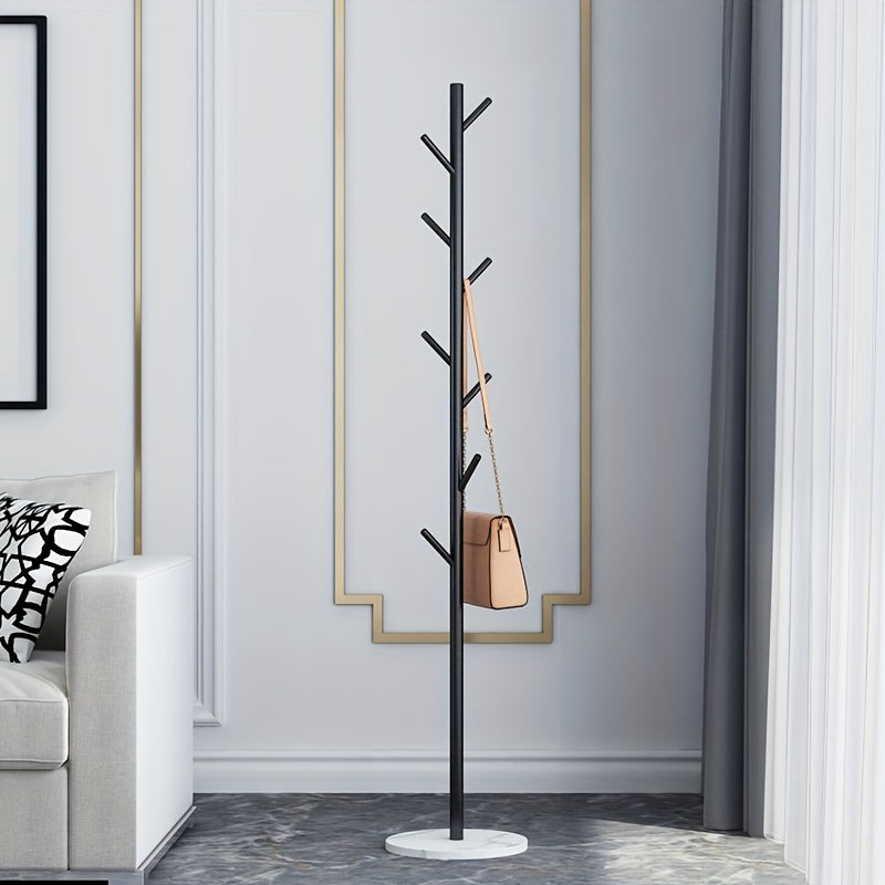Wooden Coat Rack Stand with Decorative Base Free Standing Clothes Hanger for Entryway