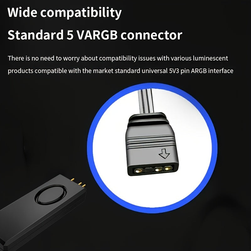 Black ARGB Remote Control for Fan LED Lights Multicolor Mode USB Powered