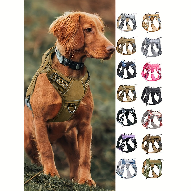 Adjustable Large Dog Harness Reflective Camouflage Polyester Training Control